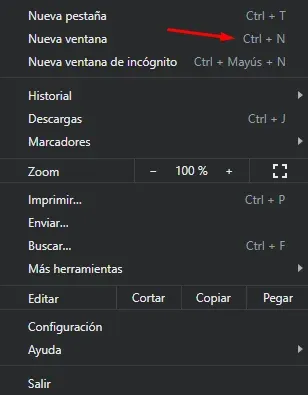 Chrome sin utilizar el ratón - Nueva pestaña