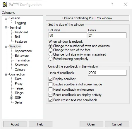 Putty Configuration in Windows