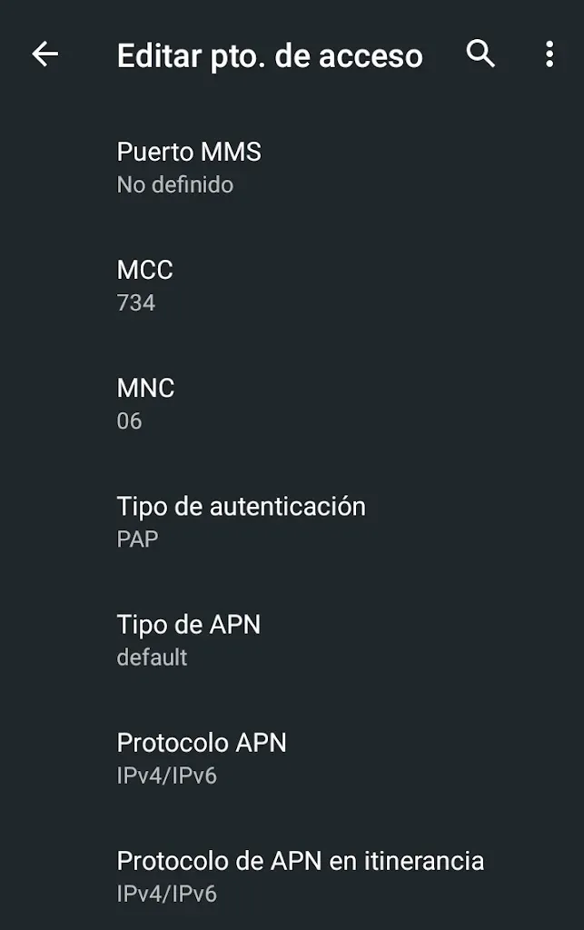 Configurar APN de Movilnet