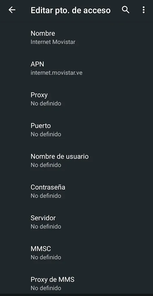 Configure APN for Movistar