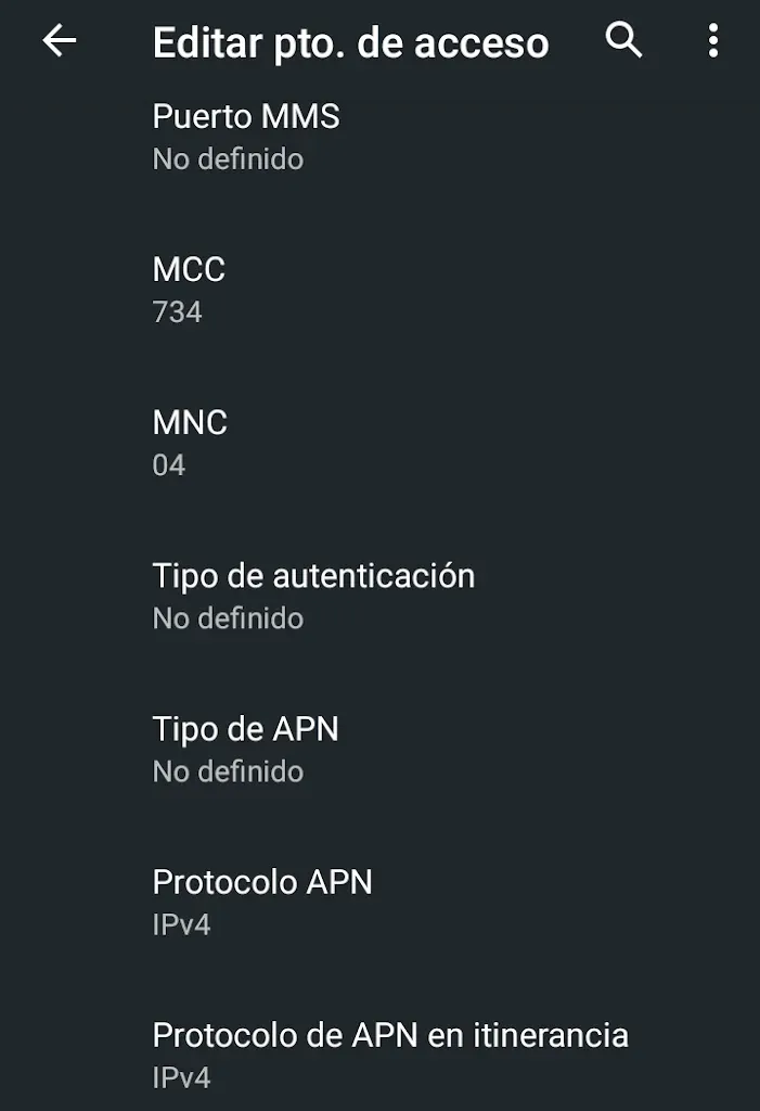 Configure APN for Movistar