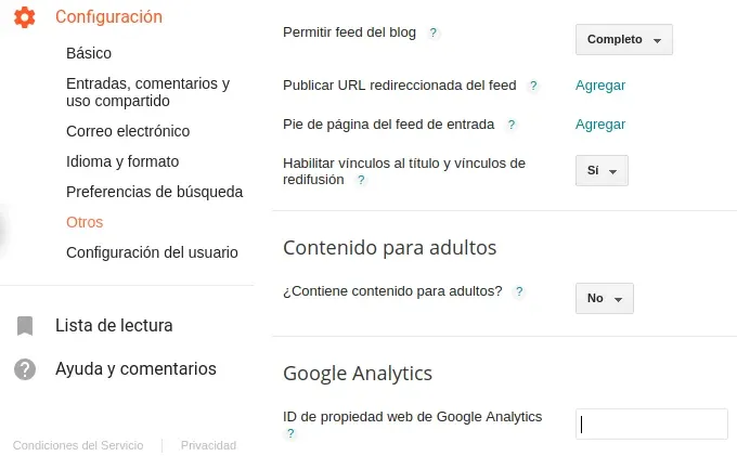 Other Menu of Blogger