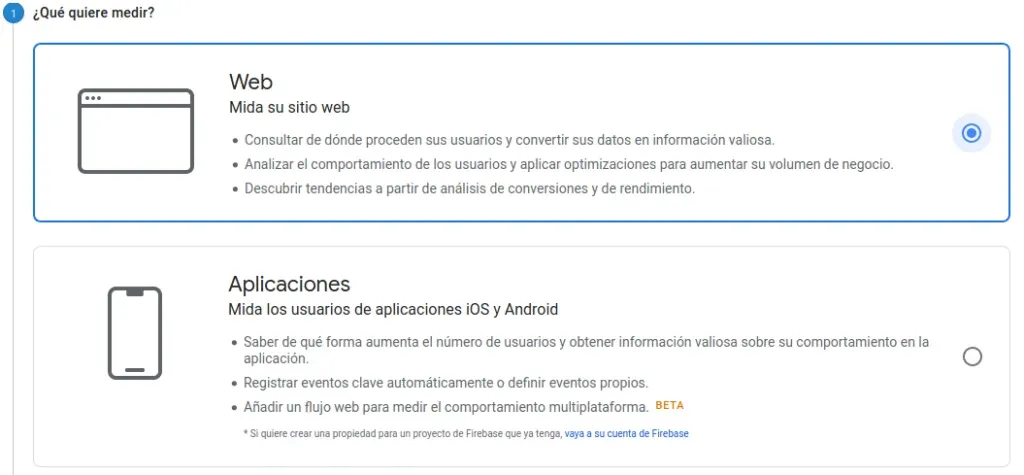 Google analytics Web or applications