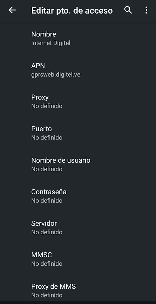 Configurar APN Digitel