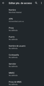 Configurar APN de Movilnet