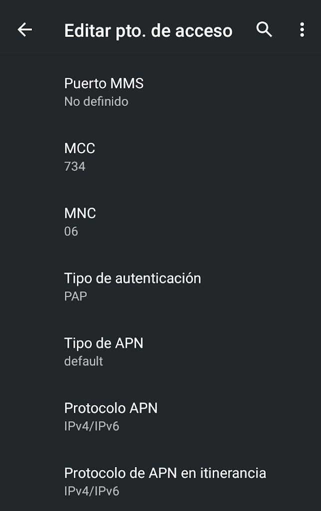 Configurar APN de Movilnet 