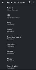 Configurar APN para movistar