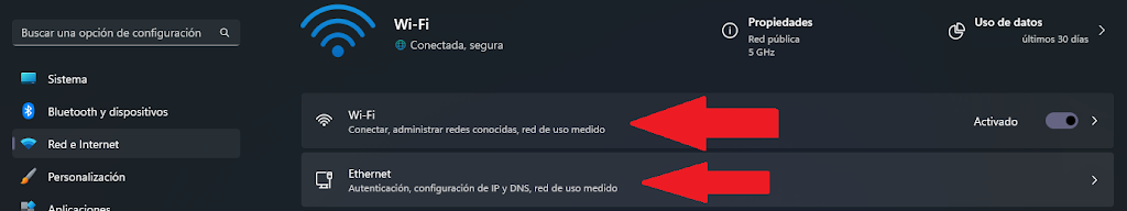 Wifi y ethernet windows 11