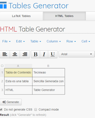 Tables generator