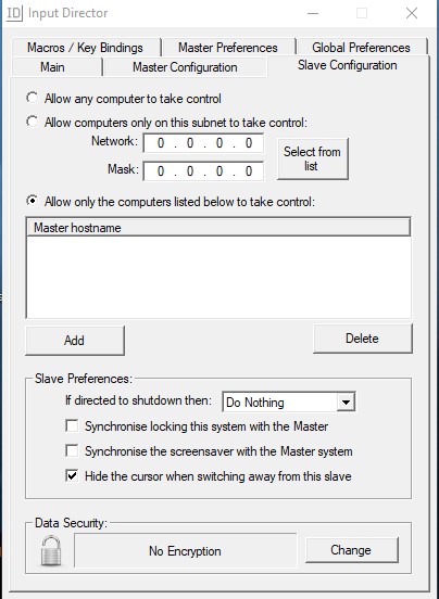 Input Director configuracion de Slave