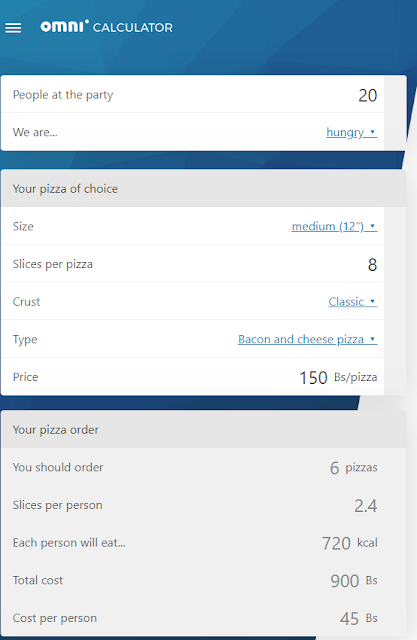 OmniCaculator - Calculadora de pizza para fiestas