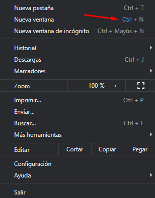 Chrome sin utilizar el mouse - Nueva pestaña