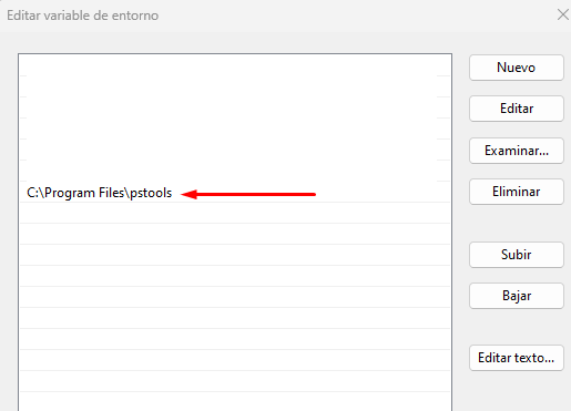agregar pstools a las variables entorno
